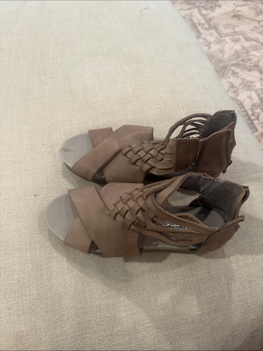 Antelope Brown Woven Leather Sandals